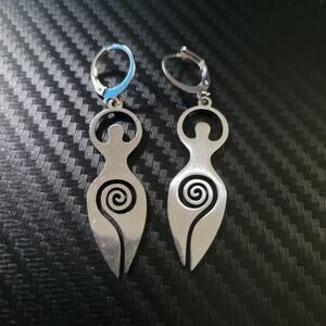 Witchy stainless steel silver goddess earrings